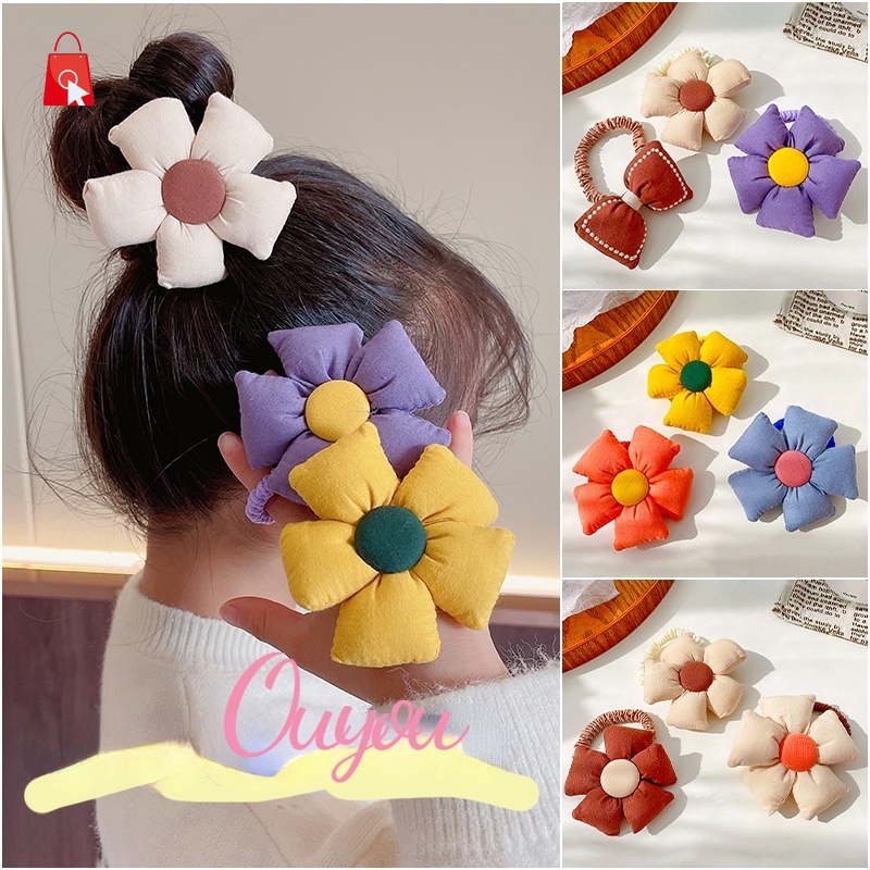 Dây Buộc Tóc Cao Su Co Giãn Hình Hoa Hướng Dương Dễ Thương Cho Nữ JP1