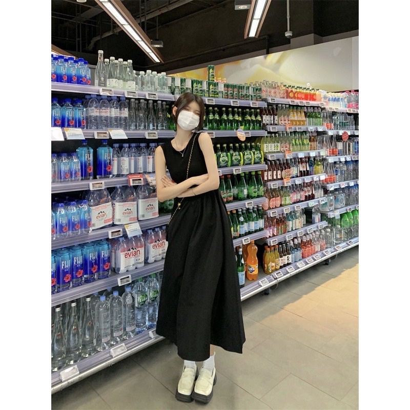 💕ĐẦM CHỮ A VÁY XOÈ NHÚN THÂN CÓ TÚI ĐEN SIÊU HOT GM💕GIMI