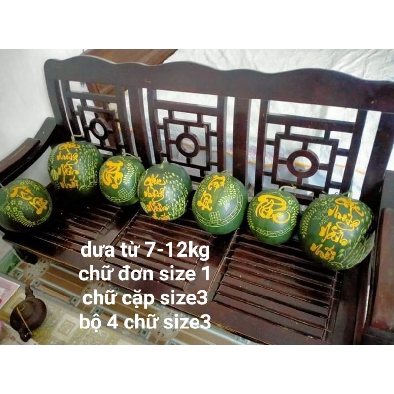 chữ thư pháp dán dưa,dừa,bưởi....(màu vàng)-{ lẻ,} bán theo bộ | BigBuy360 - bigbuy360.vn