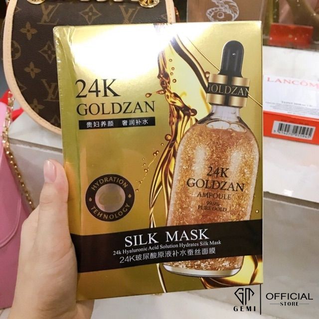 Mặt Nạ Dưỡng Trắng Da 💞𝑭𝒓𝒆𝒆𝒔𝒉𝒊𝒑💖 Hộp 10 Miếng Mặt Nạ Dưỡng Trắng Vàng 24k Goldzan Silk Mask - Hàng Đài Loan - GEMIVN