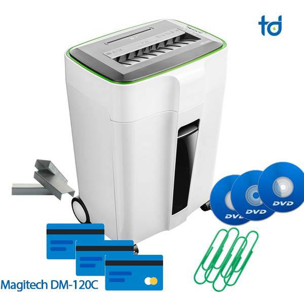 Máy hủy tài liệu Magitech DM-120M máy mới, bảo hành 10 năm HỦY GIẤY/ CD/Credit Card, Thẻ Từ, Kim bấm, hủy siêu vụn