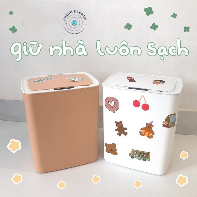 [FREESHIP + STICKERS] Thùng rác sạc pin 14L cảm ứng thông minh, có nắp chống thấm nước tự động đóng mở 3 màu siêu hot