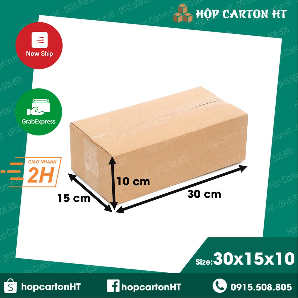 30x15x10 Combo 50 hộp carton, thùng giấy cod gói hàng, hộp bìa carton đóng hàng gía rẻ