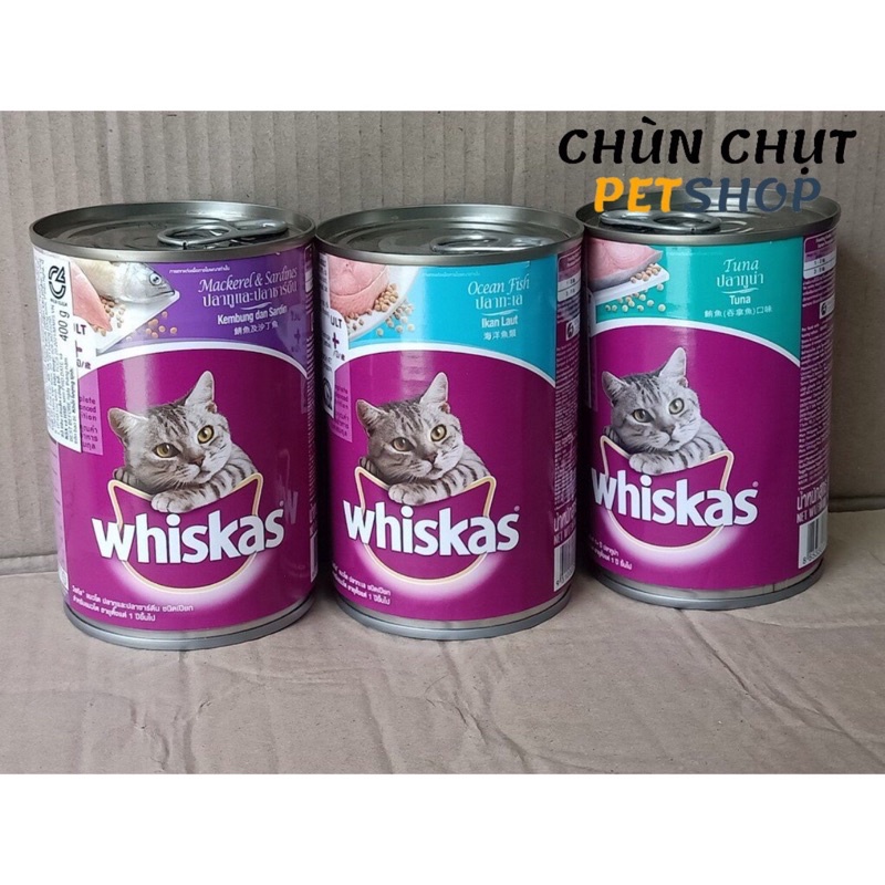 Pate mèo lon Whiskas 400g thức ăn dinh dưỡng cho Mèo - Nhiều hương vị