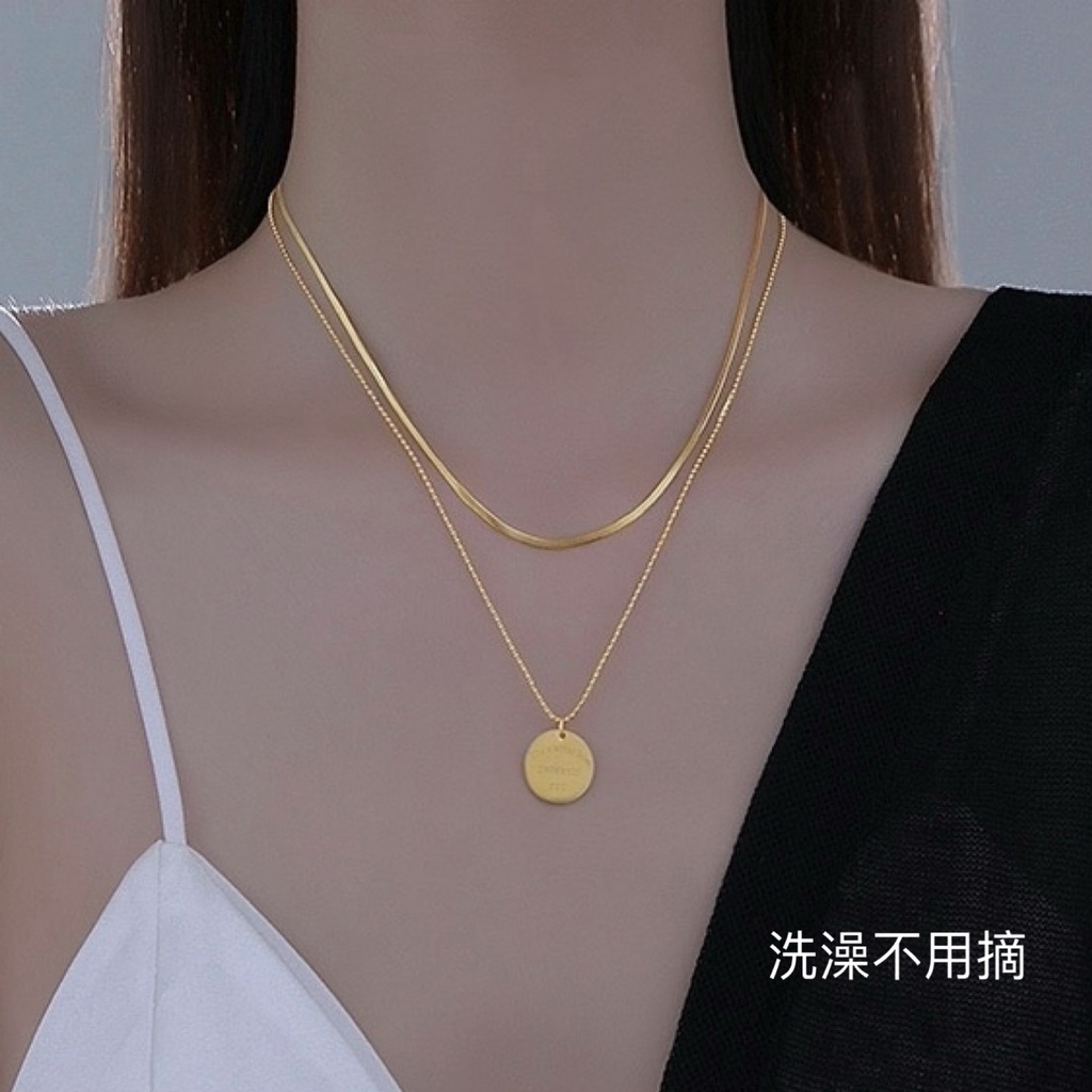 Vòng cổ Bằng Thép Titan Hai Lớp Mặt Hình Xương Rắn Thời Trang Cho Nam