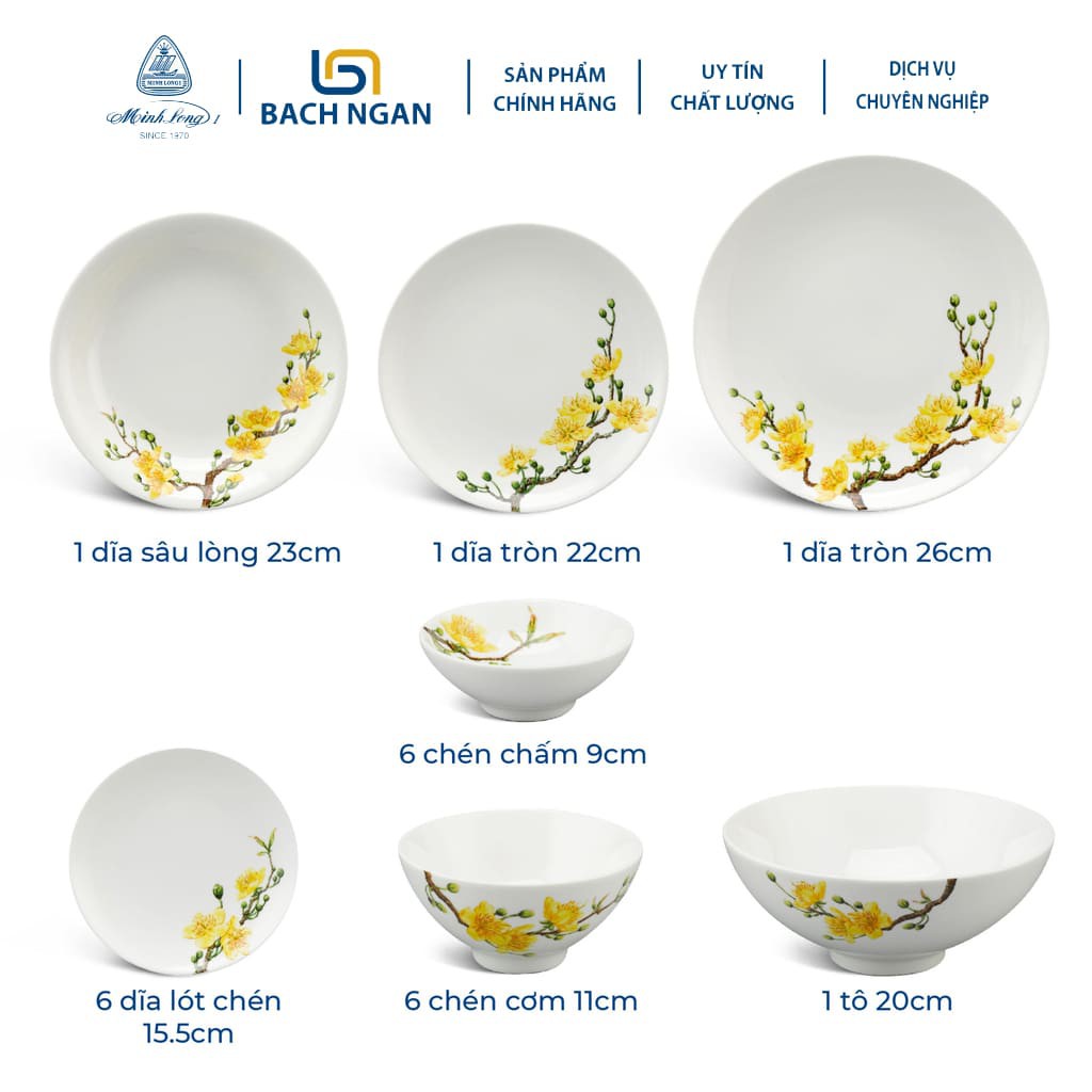 Chén Ăn Cơm Cao Cấp Minh Long 11.5cm Daisy IFP Hoàng Mai  sứ đẹp dùng trong gia đình, đãi khách, tặng quà tết