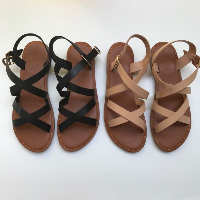 Giày sandal bệt quai chéo da lỳ next đế kép đúc vnxk