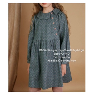 RG56_Rập giấy may đầm khuy lệch bé gái