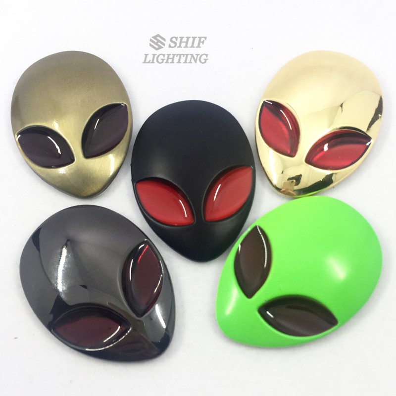 Phụ kiện dán trang trí hình đầu người ngoài hành tinh 3D độc đáo cho xe hơi / xe máy