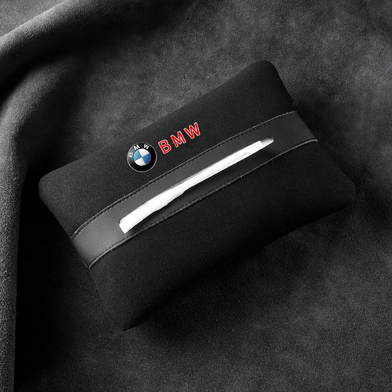 1 Túi Da Lộn Đựng Khăn Giấy Gắn Sau Ghế Xe Hơi BMW Benz Honda