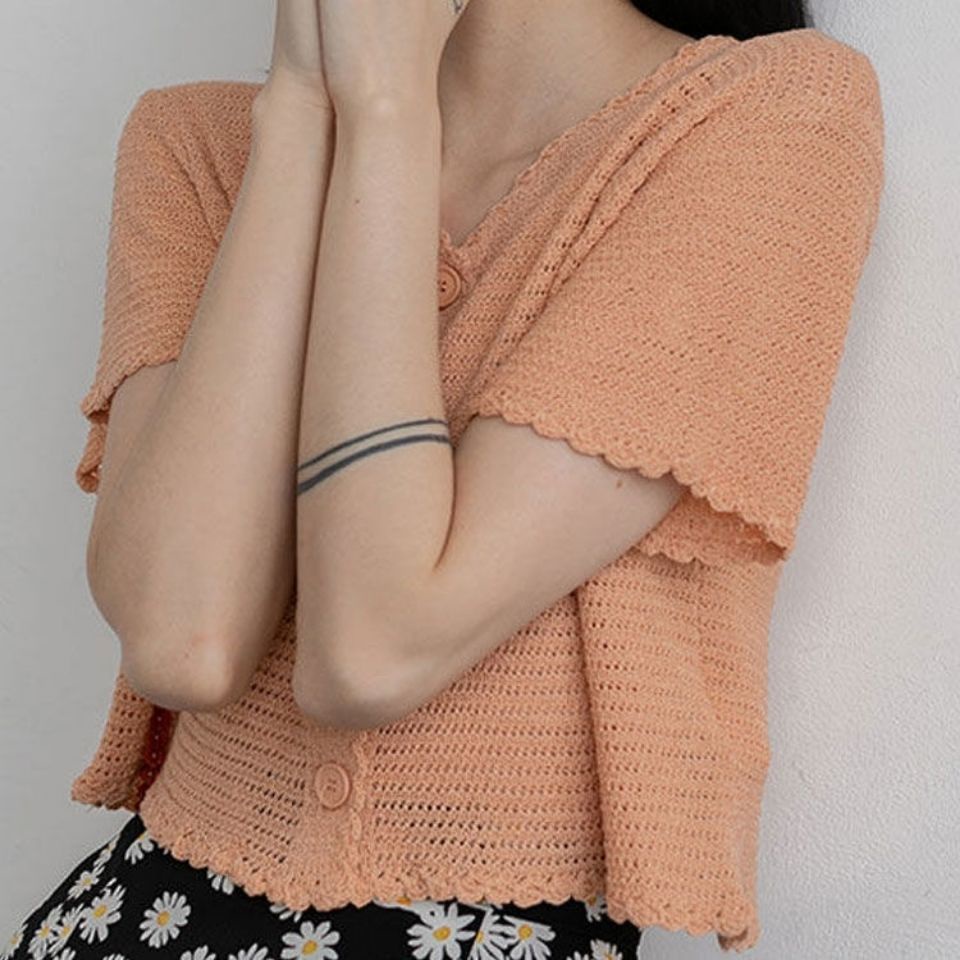 Áo Khoác Cardigan Dệt Kim Mỏng Dáng Rộng Ngắn Tay Thời Trang Mùa Hè Dành Cho Nữ