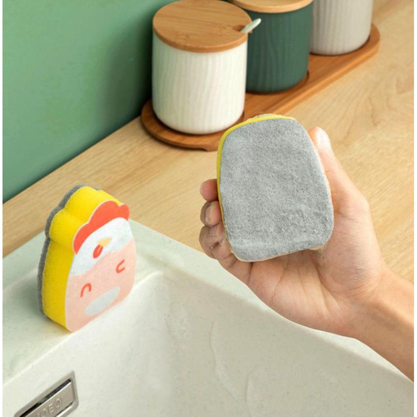 Combo 3 Miếng Rửa Chén Tạo Bọt Chống Xước Hình Thú - BX3897