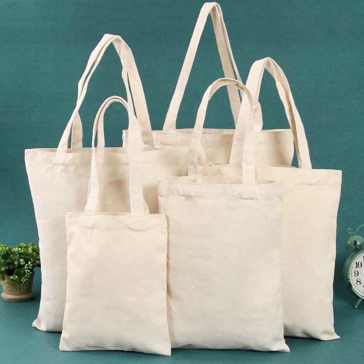 Creamy White Canvas Shopping Bags,Foldable Reusable Fabric Bag,Shoulder Top Eco Bag