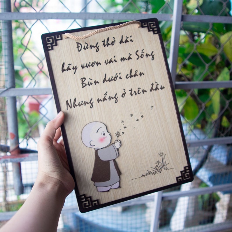 Bảng Gỗ Trang Trí Chữ Thư Pháp và Phật Pháp