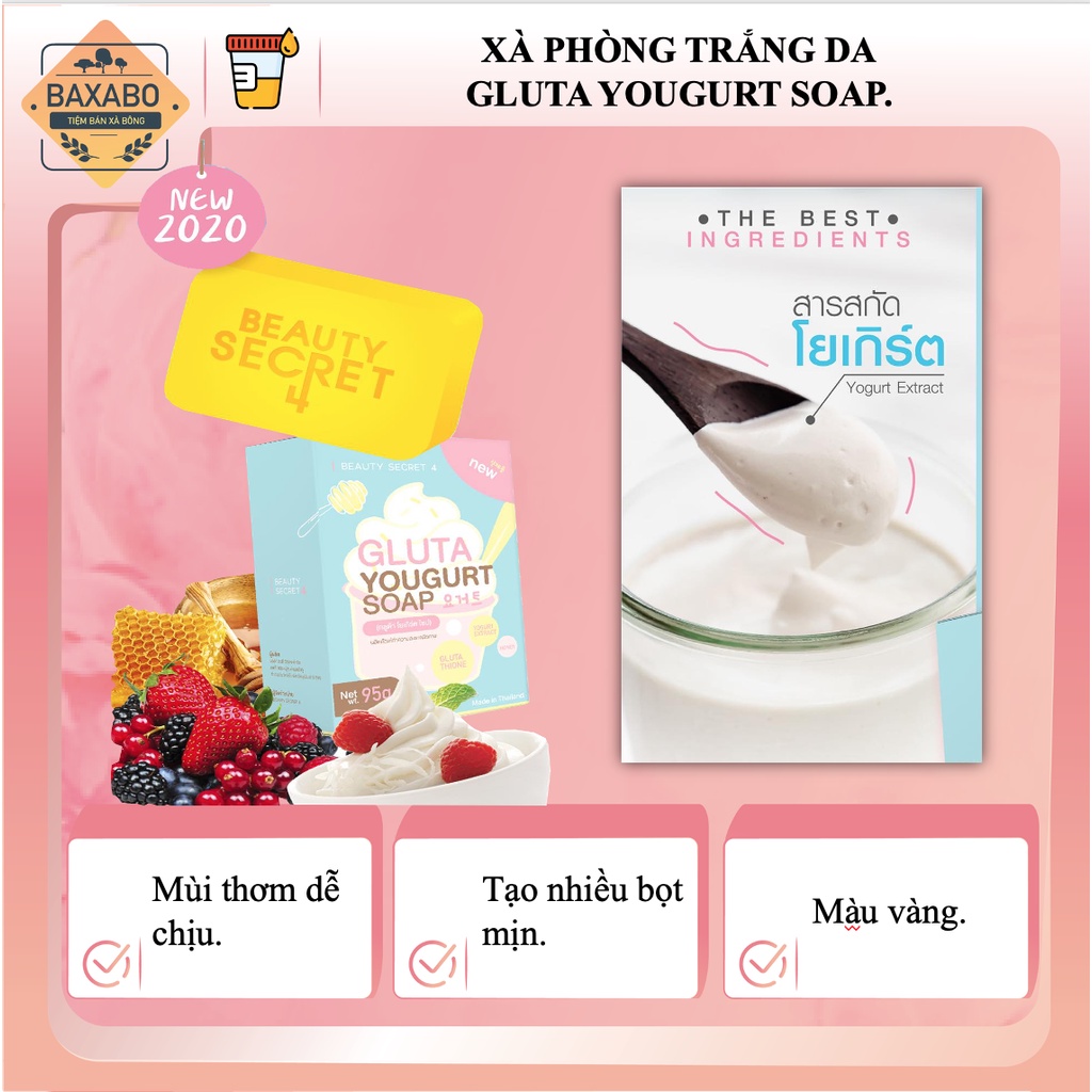 XÀ PHÒNG SỮA CHUA TRẮNG DA BEAUTY SECRET 4 - XÀ PHÒNG TRẮNG DA NỘI ĐỊA THÁI LAN 70GR - HÀNG CHÍNH HÃNG