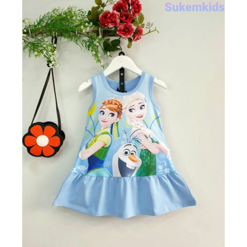 Váy Đầm thun Bé Gái Công Chúa Elsa Anna Frozen Cao Cấp Size nhí đại