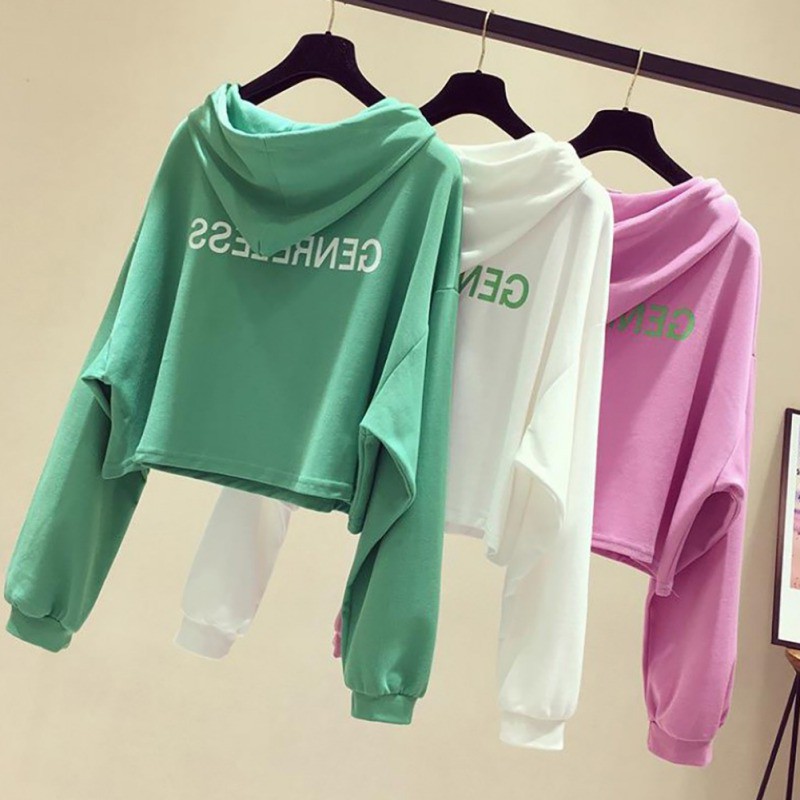 Áo Hoodies tay dài hoạ tiết chữ in thiết kế đáng yêu cho phái nữ