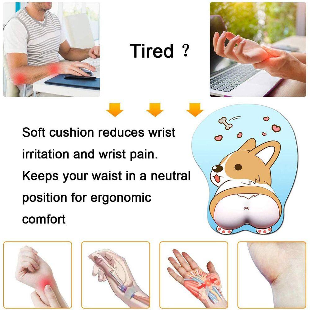 Miếng lót chuột máy tính MMULCK có đệm kê cổ tay thiết kế hình chú chó corgi 3D silica gel thoải mái đáng yêu