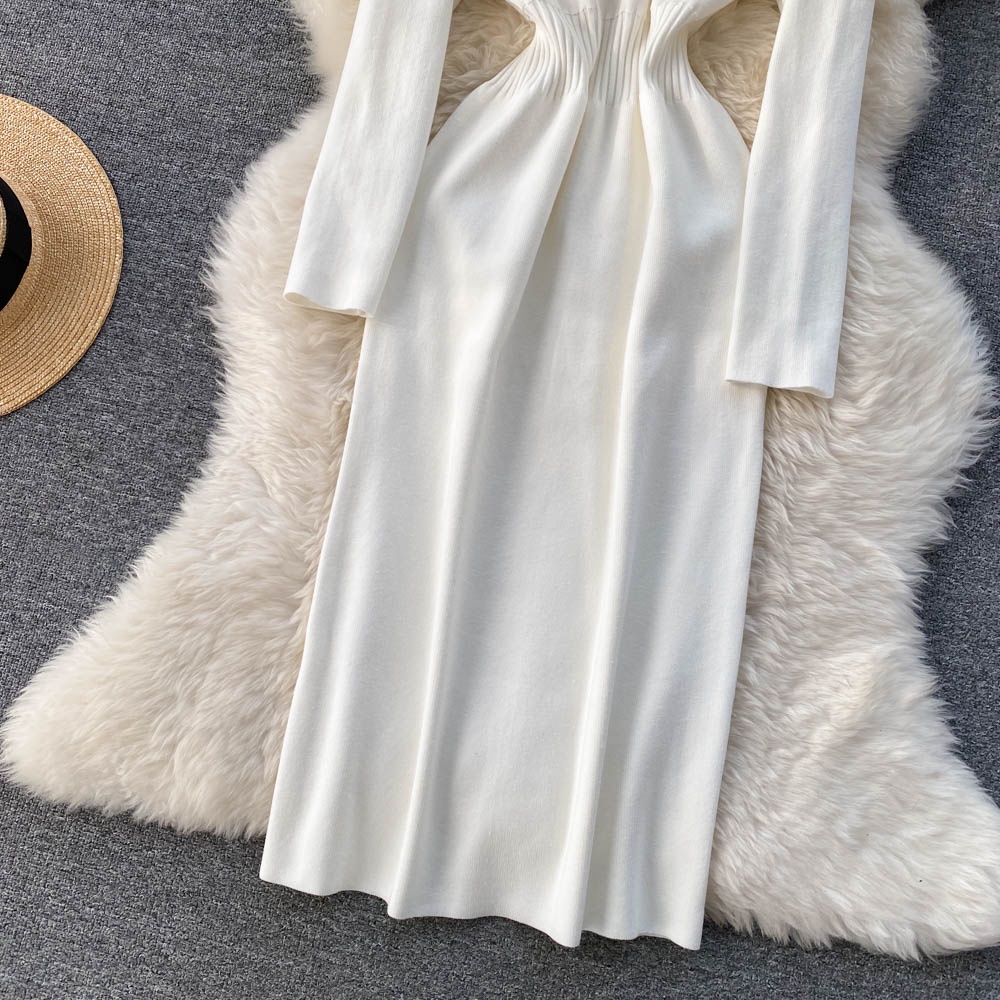 Đầm len cổ cao 3 phân dáng ôm dài