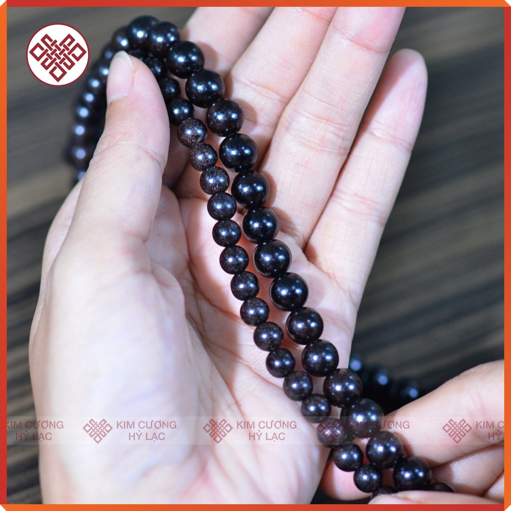 Chuỗi Đeo Tay, Vòng Phong Thuỷ 108 Hạt Kim Cương Hỷ Lạc, Gỗ Mân Đeo Thời Trang Size 6Mm, Size 8Mm