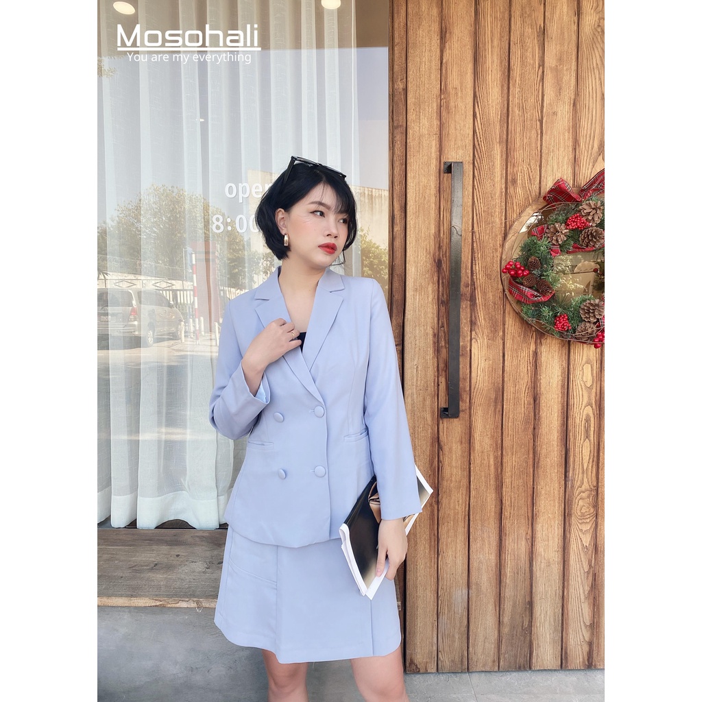 Set vest nữ Mosohali dáng ôm set blazer Melanie thời trang công sở trẻ trung năng động (Áo vest + Chân váy)