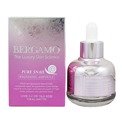 Serum Dưỡng Ẩm Chuyên Sâu Chiết Xuất Ốc Sên Bergamo Pure Snail Whitening Ampoule 30ml