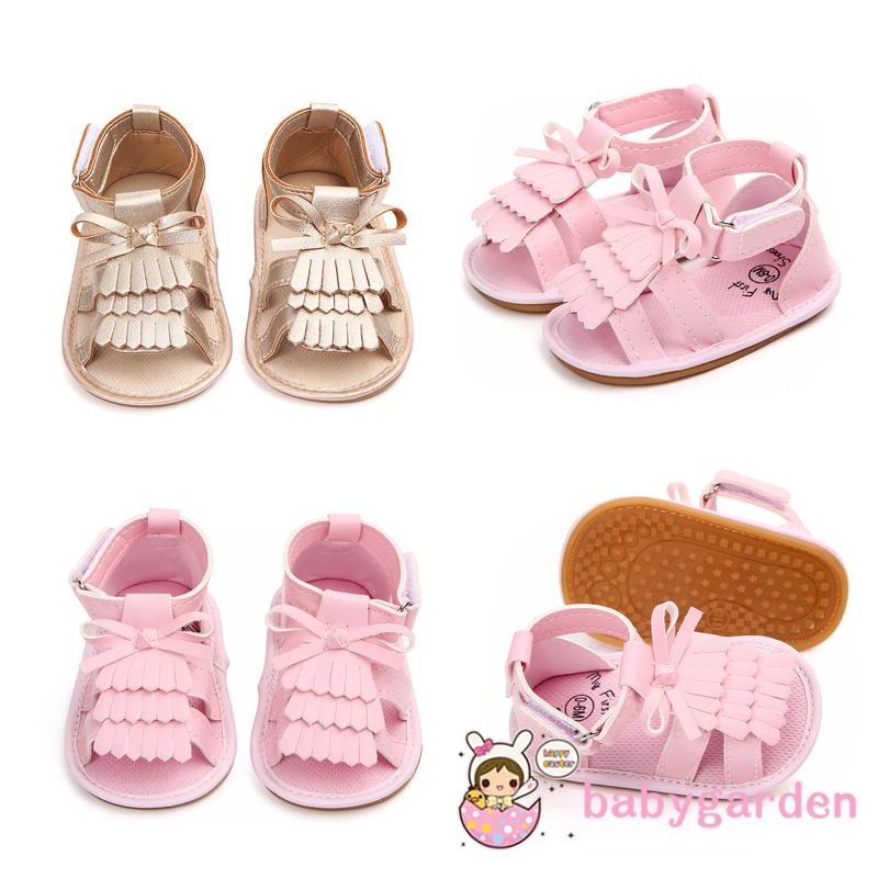 Giày sandal da PU đính nơ dễ thương cho bé gái