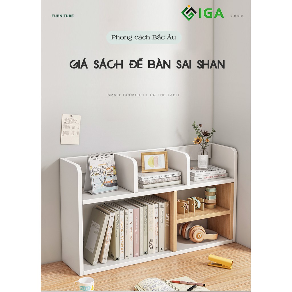 Kệ Sách Để Bàn IGA Phối Màu Theo Phong Cách Hàn Quốc Hiện Đại - GP157