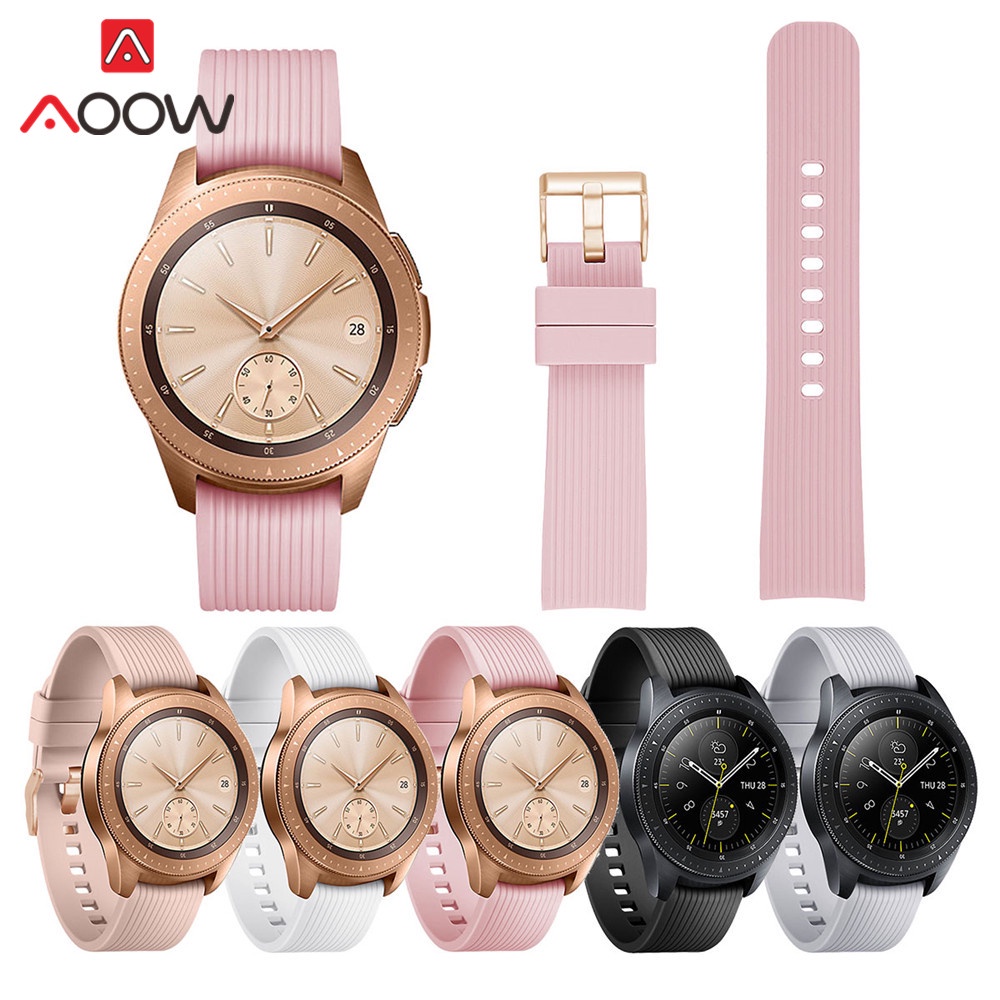Dây Đeo Thay Thế 20mm Bằng Silicon Sọc Màu Vàng Hồng Cho Samsung Galaxy Watch Active 42mm Gear S2