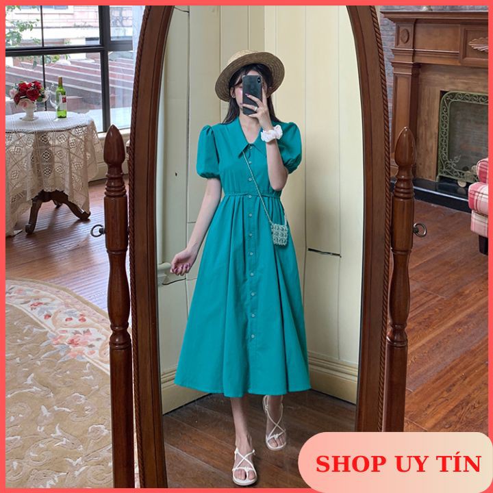 Đầm Sơ Mi Cổ Áo PoLo, Bo Eo Xòe Nhẹ Dạo Phố, Công Sở (Feedback Ảnh Cuối)