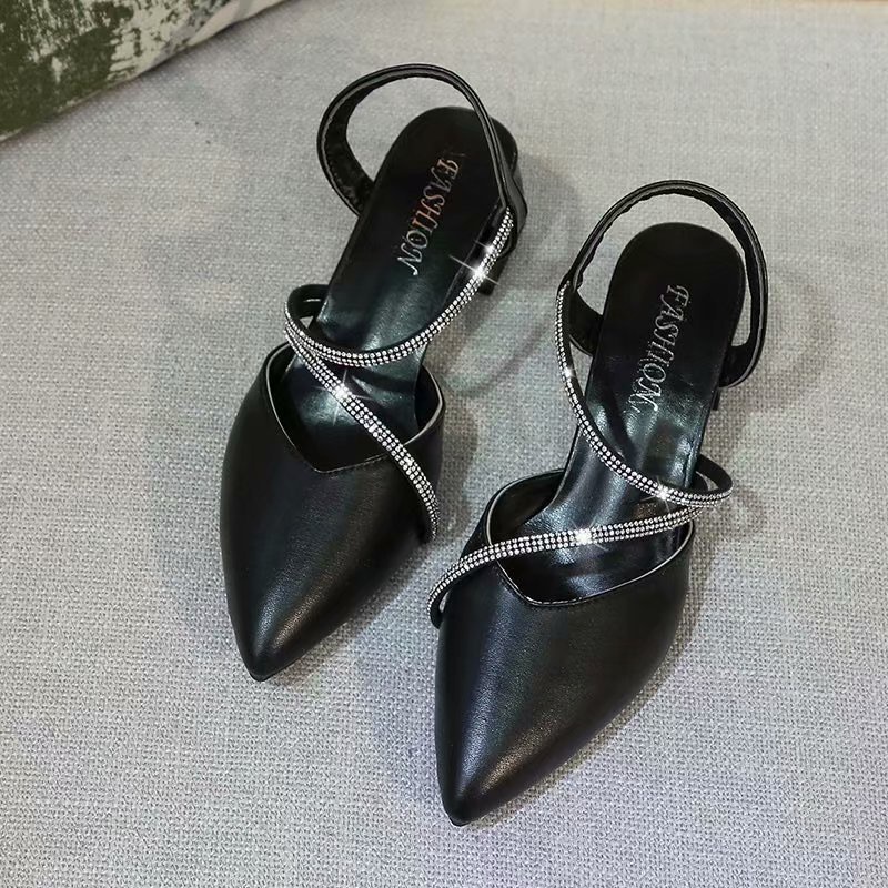 Giày Cao Gót Mũi Nhọn Đính Đá Thời Trang Cho Nữ