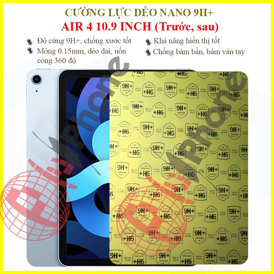 Dán cường lực dẻo nano trước, sau iPad Air 4 10.9 inch 2020