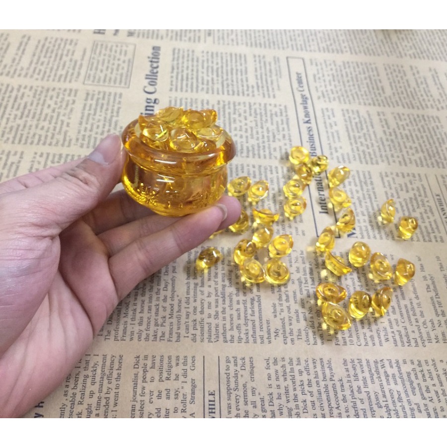 Bát tụ chiêu tài lộc 5cm + 30 thỏi vàng 1.4cm