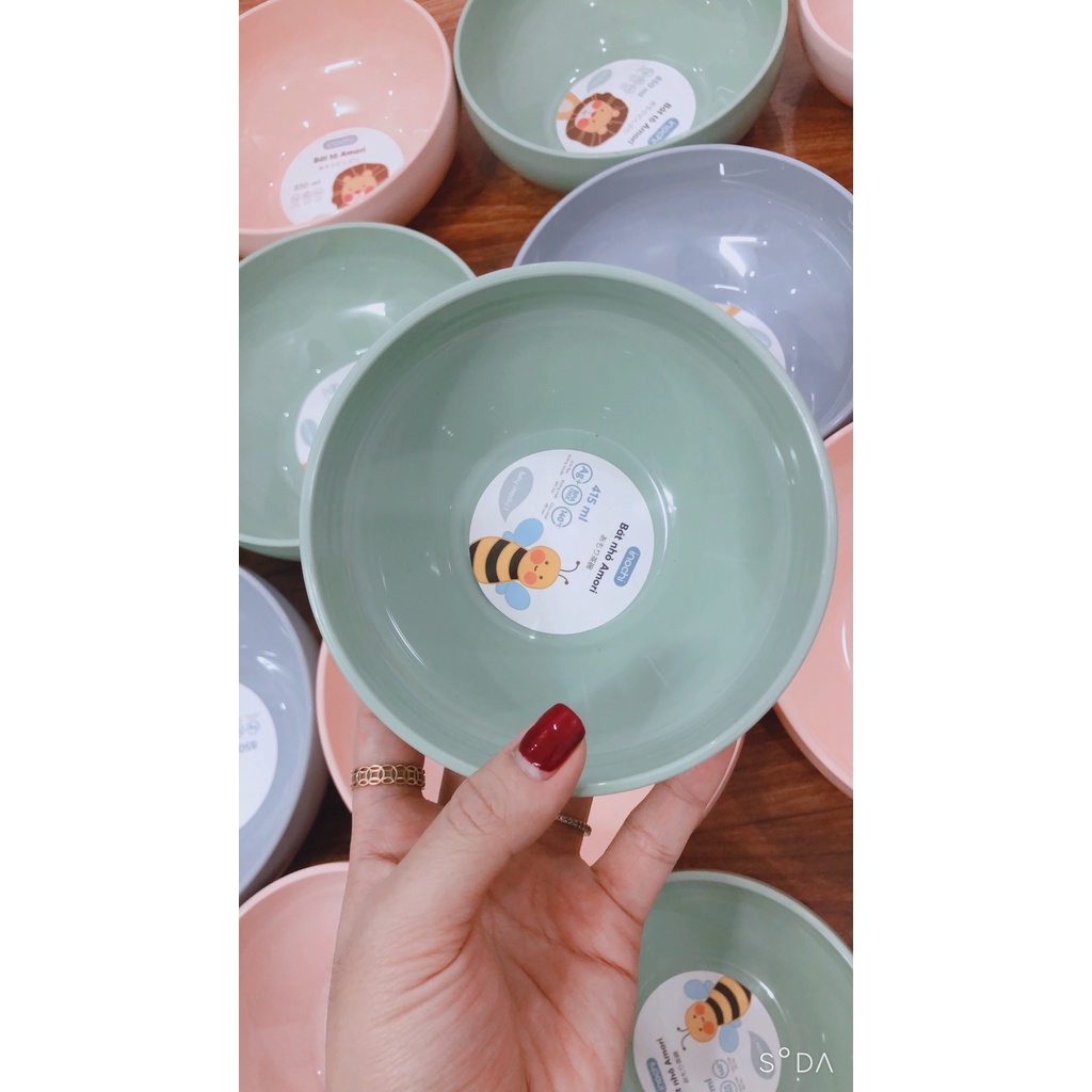 Bát ăn dặm cho bé ăn cơm size lớn nhựa chịu nhiệt inochi amori 415ml 850ml (1 chiếc)