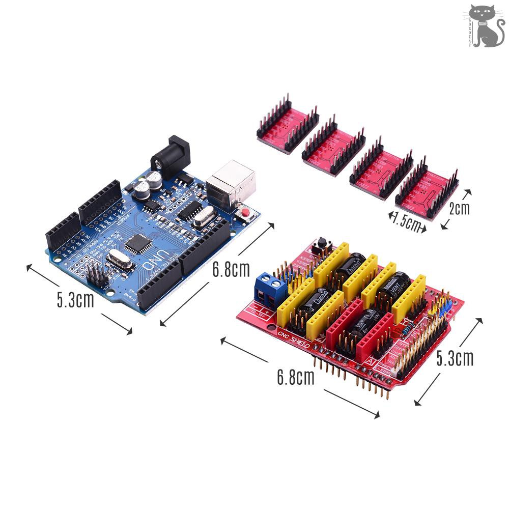 §COD  Aibecy 3D Printer Accessories CNC Shield UNO-R3 Board A4988 Driver Kit With Heat Sink For Arduino Engraver