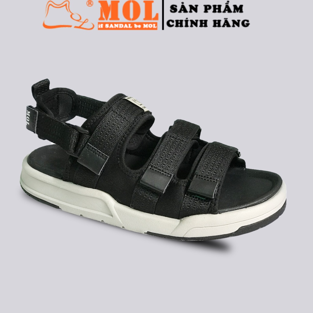 Giày sandal unisex nam nữ 3 quai ngang vải dù có quai hậu tháo rời hiệu MOL mang đi học du lịch MS1802B