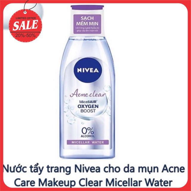 Nước tẩy trang nivea sạch mềm mịn dành cho da mụn ( mầu tím )