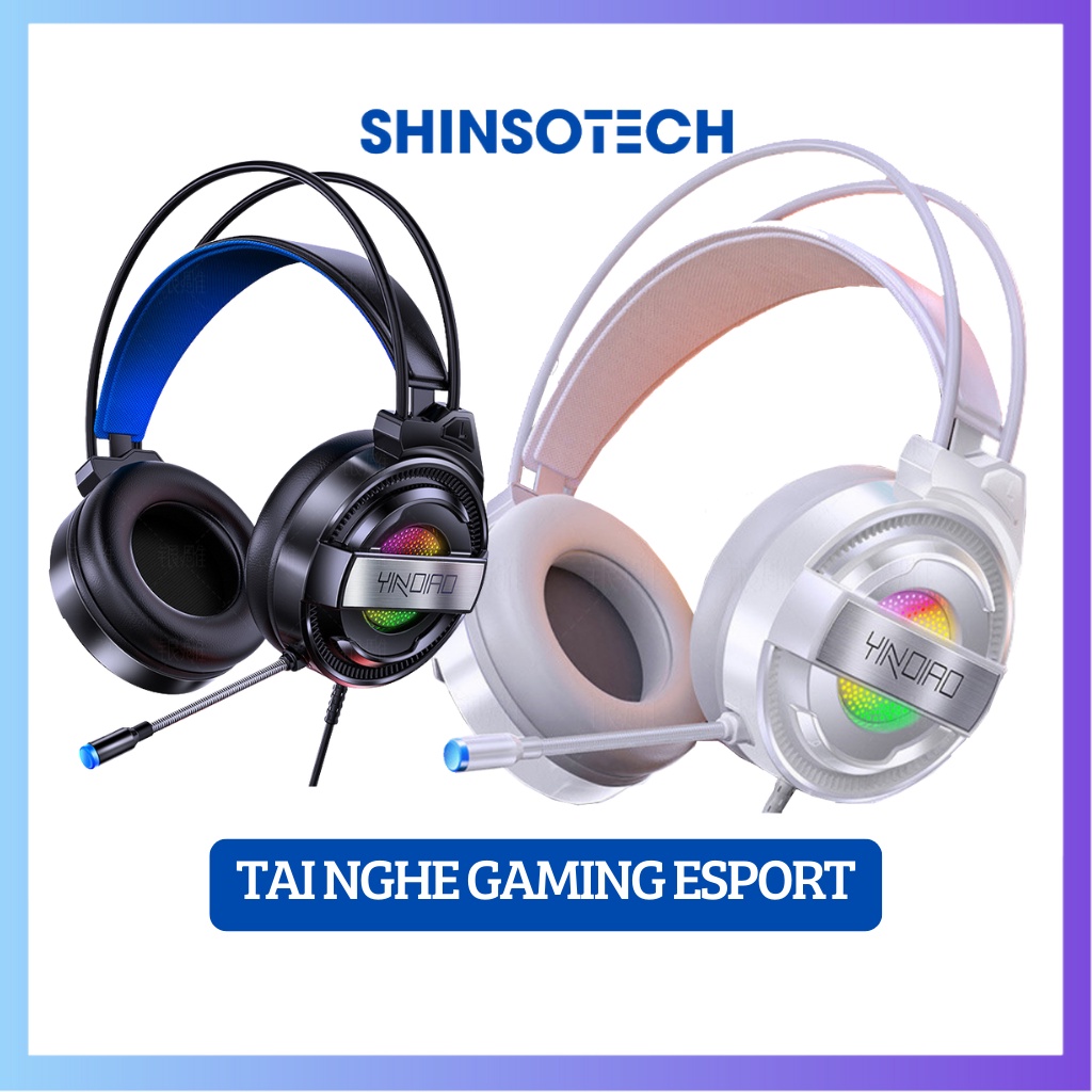 Tai nghe chụp tai gaming Esport SHINSOTECH Q3 âm thanh stereo chất lượng chống ồn có micro - Hàng chính hãng