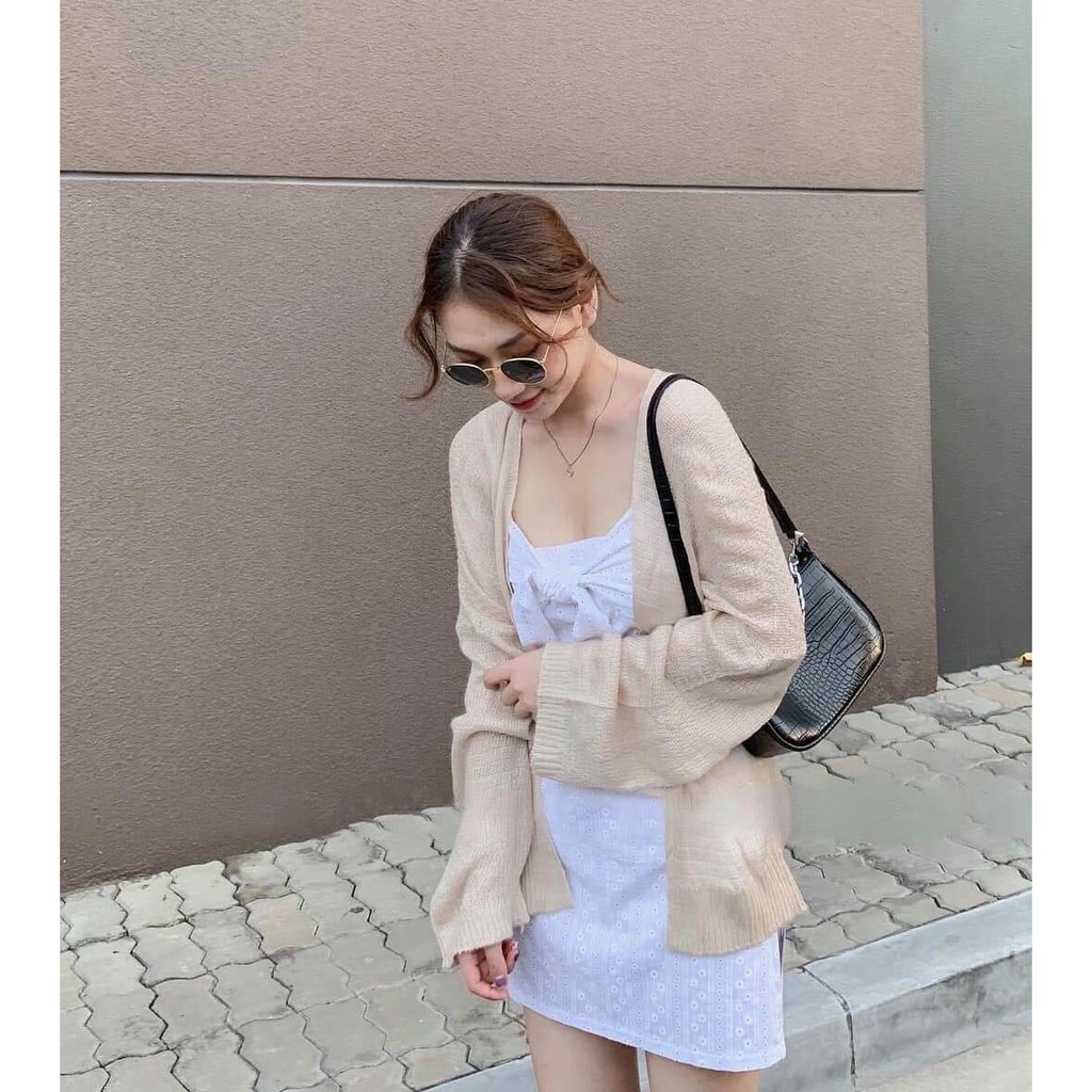 Khoác len mỏng tay phồng (không gồm áo dây)