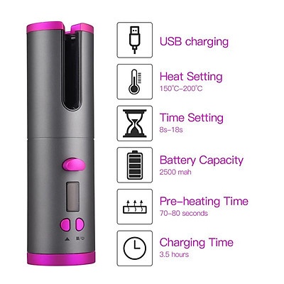 Máy Uốc Tóc Tự Động Hair Curler Màn LCD Sử Dụng Pin Sạc 5200mAH Kiêm Sạc Dự Phòng Tiện Dụng