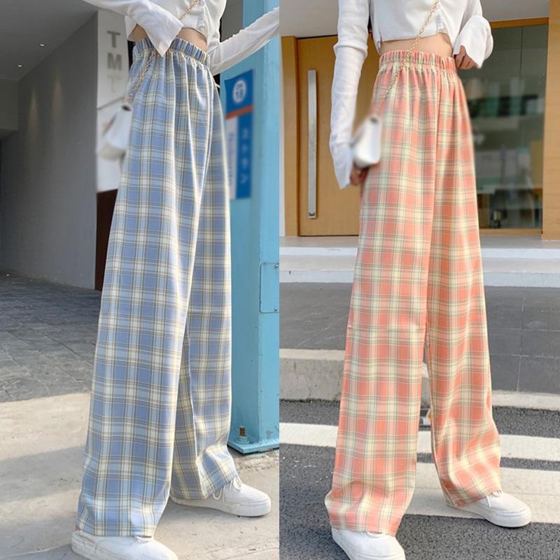 Quần ống rộng họa tiết sọc caro thời trang Hàn Quốc trẻ trung cá tính