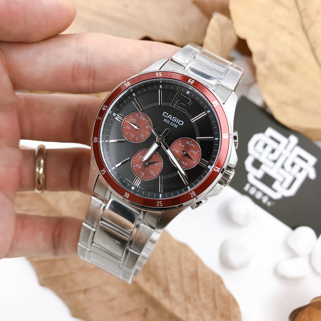Đồng hồ nam Casio MTP-1374 / MTP-1374D-5A dây thép không gỉ, chống nước 50m, hàng chính hãng