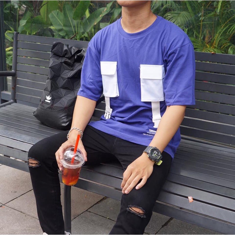 [ BLACK FRIDAY SALE ] Áo thun tay lỡ tím xanh underground streetwear