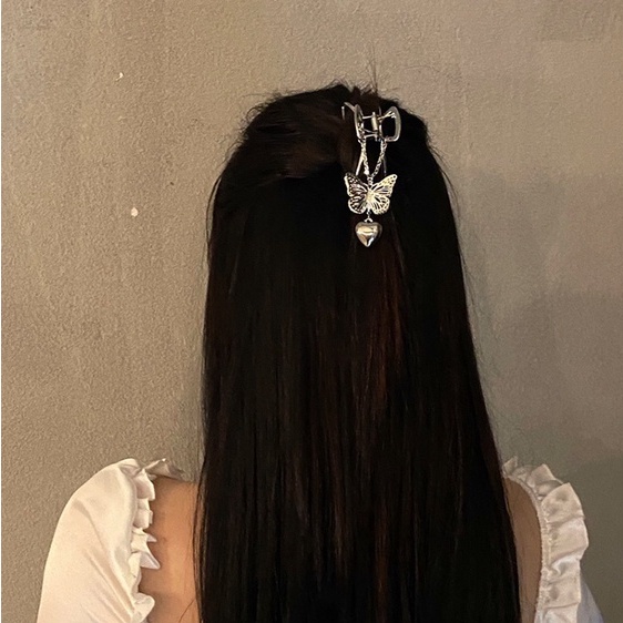 Kẹp Tóc Dây Xích Kim Loại Ba Chiều Hình Bướm Phong Cách Hàn Quốc Thanh Lịch