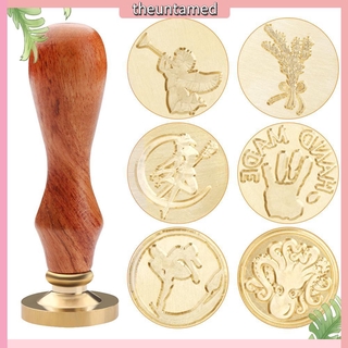 Retro Plant Pattern Wood Handle Sealing Wax Seal Stamp Post Decor Craft