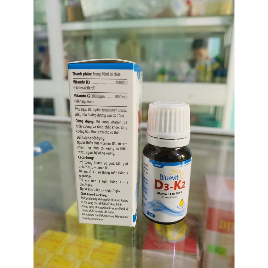 Bluevit Vitamin D3 K2 giúp tăng hấp thu canxi trẻ - Trẻ cao lớn khỏe mạnh dùng được cho bé từ 1 tháng tuổi