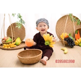 áo bà ba nâu bé trai ( tặng khăn rằn )
