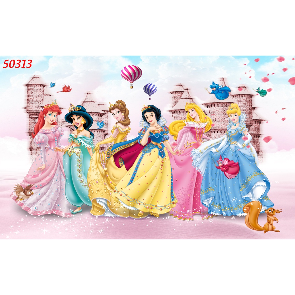 Tranh Dán Tường Phòng Trẻ Em Hình những Công Chúa nổi tiếng DISNEY chất liệu chống thấm nước