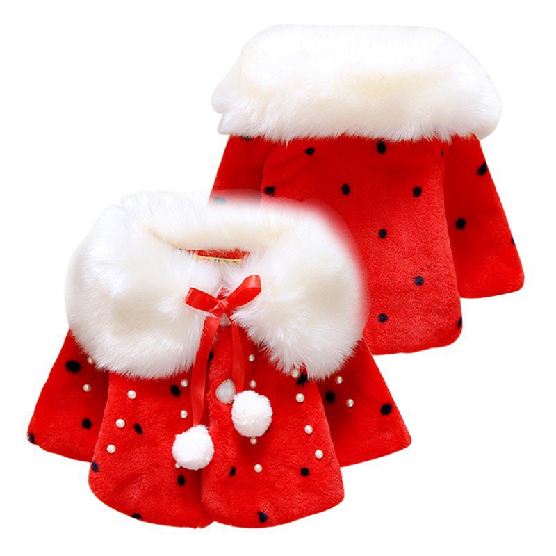 Babyme Baby Girls Infant Sweet Wool Blend Warm Shawl Coat Cape Cloak Princess Thick Warm Outside