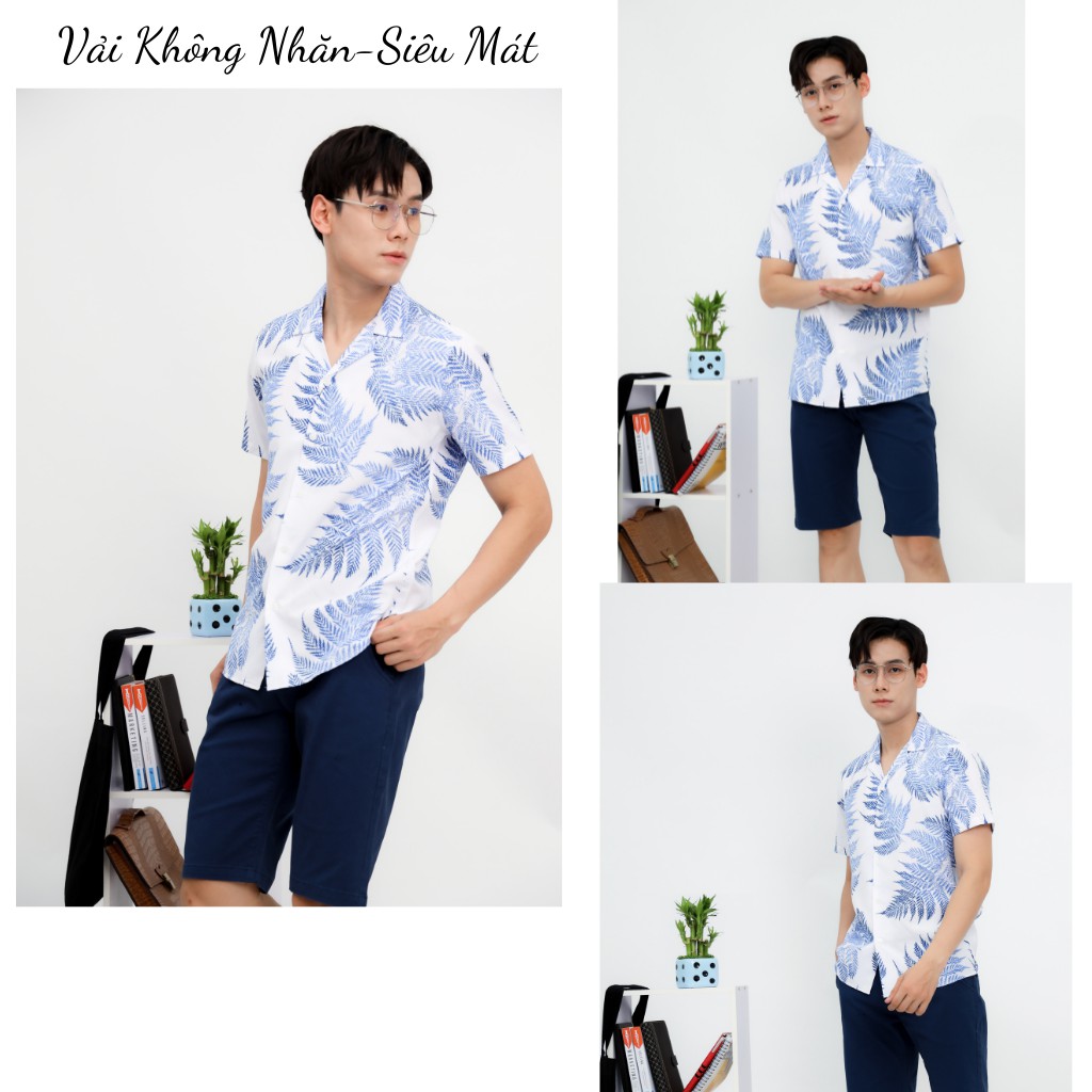 Áo Sơ Mi Đi Biển Họa Tiết Nam Tay Ngắn 11 - Áo Sơ Mi Họa Tiết Hawaii, Vintage- Hàng Cao Cấp- Không Nhăn- SMHT - GUSTA